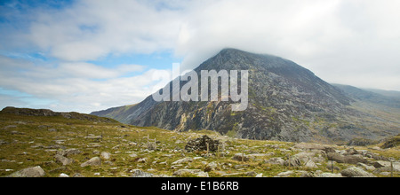 View to Pen yr Ole Wen mountain in Snowdonia National Park Gwynedd North Wales UK, Late Spring. Stock Photo