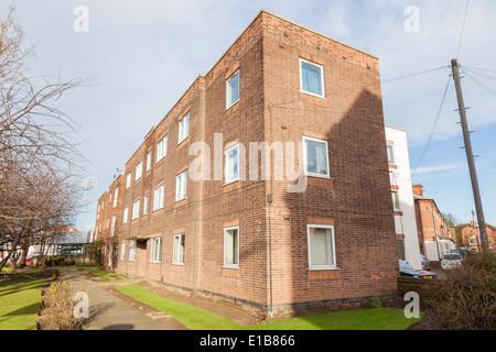 1930s low rise housing block of apartments, West Bridgford, Nottinghamshire, England, UK Stock Photo