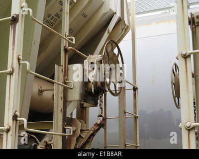 Closeup of train cars on a sidetrack in Adams, Massachusetts. Stock Photo