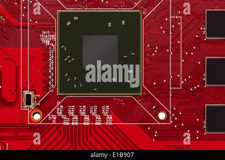 Circuit board with electronic components Stock Photo