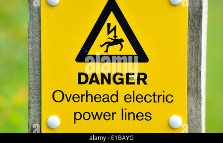 A Danger Overhead Electric Power Lines, No Fishing sign Stock