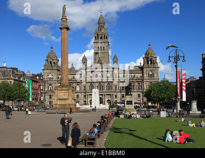 UK, Scotland, Glasgow, George Square, City Chambers, Stock Photo