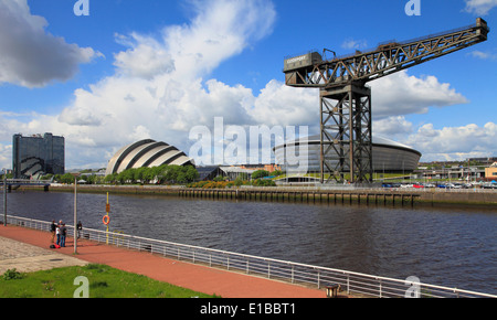 UK, Scotland, Glasgow, River Clyde, Auditorium, Hydro, crane, Stock Photo