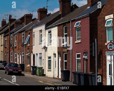 Traditional British terraced houses in Chesterfield Derbyshire England UK a northern town Stock Photo