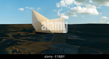 Sinking Ship Origami Tutorial origami boat sinking in the sea isolated on white background Stock ...