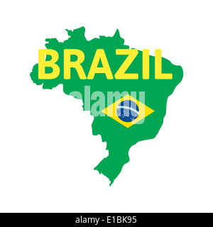 Flat simple Brazil map Stock Photo