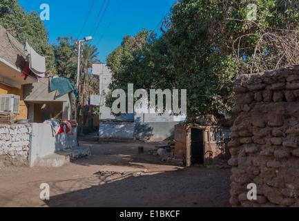 Street in 'Nubian village' on Elephantine Island, Aswan, Upper Egypt Stock Photo