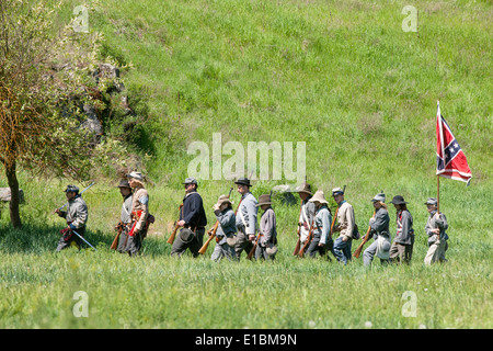 Confederate reenactors on the march. Stock Photo