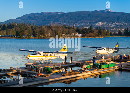 Float plane terminal, Coal Harbour, Vancouver, British Columbia, Canada Stock Photo