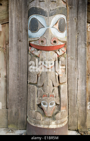 Haida totem pole detail, Museum of Anthropology, Vancouver, British Columbia, Canada Stock Photo