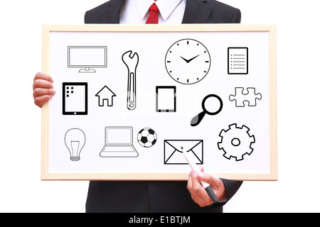 business management lifestyle daily excess stuff concept shown by man Stock Photo