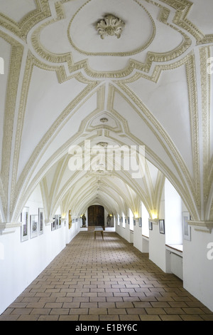 Gotischer Kreuzgang von 1493 im Kloster Benediktbeuern, Oberbayern, Bayern, Deutschland Stock Photo
