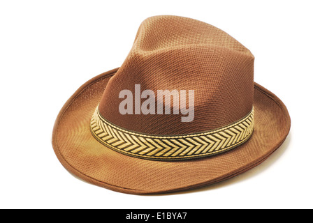 Brown felt cowboy hat isolated on white background Stock Photo - Alamy