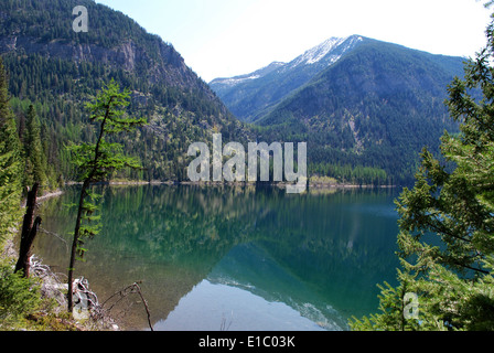 Holland Lake with Holland Falls in the Distance Stock Photo