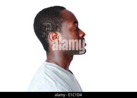 Side view portrait of african man over white background Stock Photo