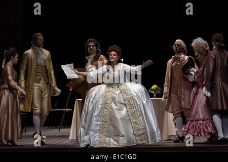 Georg Frederic Haendel's famous opera 'Almira' is staged by the Hamburg State Opera (May 25, 2014), conducted by Alessandro de Marchi Stock Photo