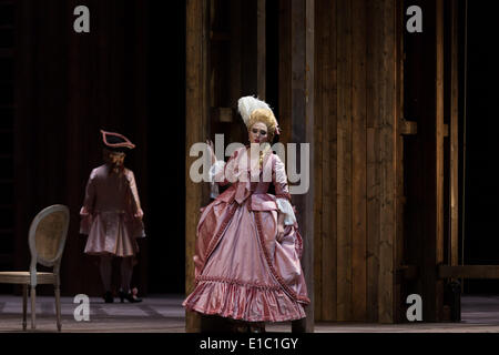 Georg Frederic Haendel's famous opera 'Almira' is staged by the Hamburg State Opera (May 25, 2014), conducted by Alessandro de Marchi Stock Photo