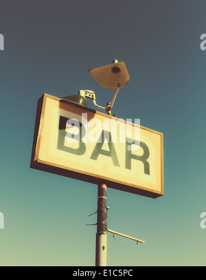 A faded BAR sign on the roadside in Joshua Tree national park. Stock Photo