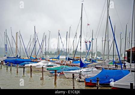 Boot,Boote,Ammersee,see,wasser,Regen,schlechtes wetter, ship,boat, sea,water,rain,bad,weather, Stock Photo