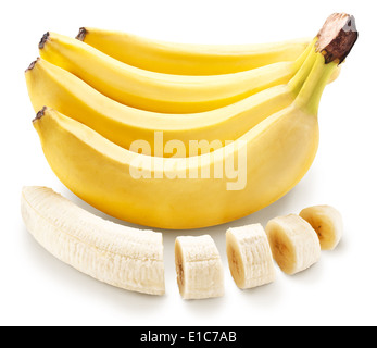 Banana fruit with banana pieces. File contains clipping paths. Stock Photo