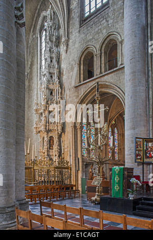 18-meter-high tabernacle in the Saint Leonard's Church / Sint-Leonarduskerk at Zoutleeuw, Belgium Stock Photo