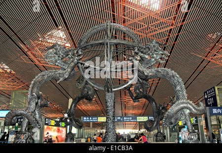 ' Ziwei Chenheng' sculpture in departures hall of Beijing international airport China Stock Photo