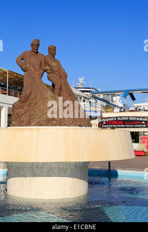 Fisherman's Fountain in Kusadasi Port, Aydin Province, Turkey, Mediterranean Stock Photo