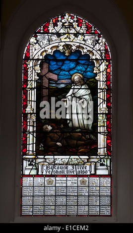 World War I memorial window, Christ Church, Lye, West Midlands, England, UK Stock Photo