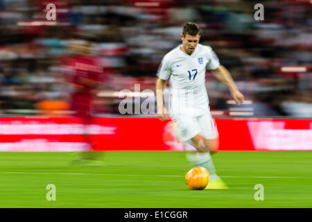 Wembley, UK. 30th May, 2014. Pab blur of England's James MILNER in action during the international friendly match between England and Peru at Wembley Stadium. Credit:  Action Plus Sports/Alamy Live News Stock Photo