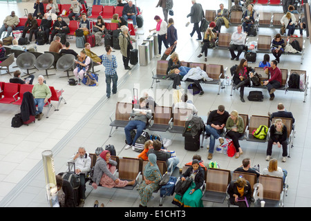 London Heathrow Airport waiting area at a terminal in London, UK Stock Photo
