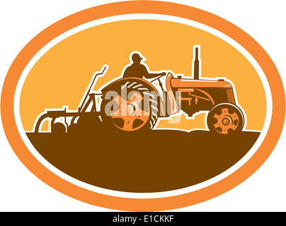 Vintage Farm Tractor Side View Woodcut Black and White Stock Photo - Alamy