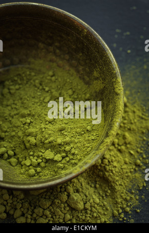 Directly above shot of matcha tea powder in a bowl Stock Photo