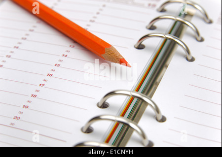 ring binder with red pencil Stock Photo