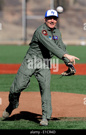 U.S. Air Force Lt. Gen. Mike Gould, the Air Force Academy?s superintendent, throws out the first pitch after the dedication for Stock Photo