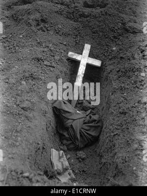 Charred remains of an American POW captured at Bataan by Japanese in May 1942. This is the grave of more than 100 U.S. soldiers Stock Photo