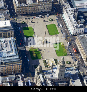 George Square, Glasgow City Centre from the air, Central Scotland, UK