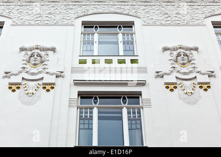 A beautifully renovated art nouveau building. Renovation of old town houses. Stock Photo