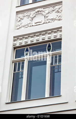 A beautifully renovated art nouveau building. Renovation of old town houses. Stock Photo