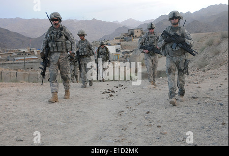 U.S. Soldiers depart Forward Operating Base Baylough, Afghanistan on ...