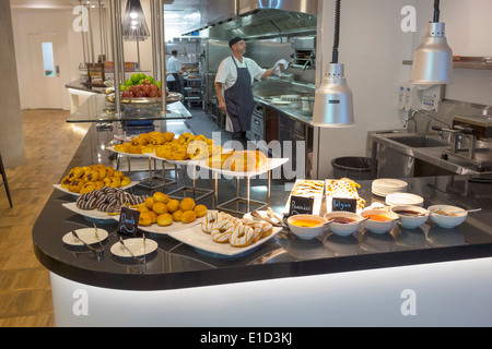 Brisbane Australia,Mary Street,Four Points by Sheraton,hotel,restaurant restaurants food dining cafe cafes,breakfast,buffet style,pastries,kitchen,man Stock Photo