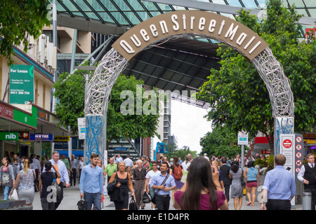 Brisbane Australia,Queen Street mall,man men male,woman female women,arch,AU140313071 Stock Photo