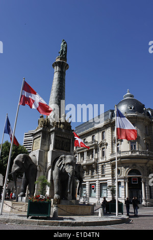 Fountain of the elephants, Les quatre sans cul, Chambery, Savoie, Savoy, Auvergne Rhone-Alpes, France. Stock Photo