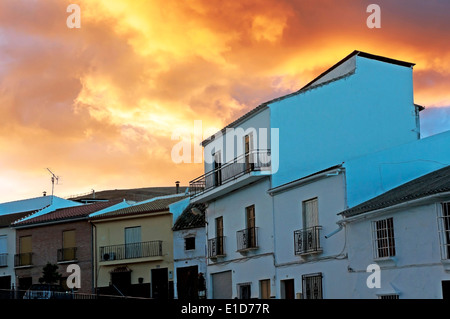 Urban view at sunset, The Tourist Route of the Bandits, Alameda, Malaga-province, Region of Andalusia, Spain, Europe