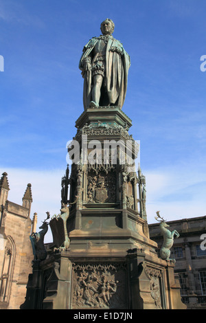 UK, Scotland, Edinburgh, statue of Walter Francis Montagu Douglas Scott, Stock Photo