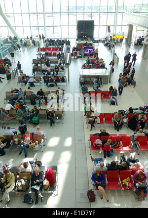 London Heathrow Airport waiting area at a terminal in London, UK Stock Photo