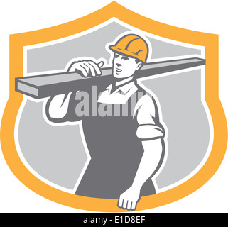 Carpenter Tradesman Carrying Timber Lumber Stock Photo - Alamy