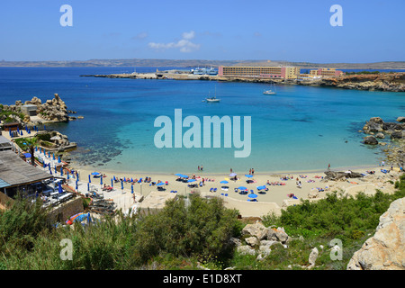 Beach view, Paradise Bay, Northern District, Malta Majjistral Region, Republic of Malta Stock Photo