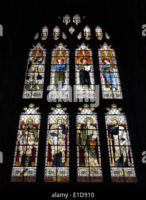 interior views of stain glass windows in winchester cathedral hampshire Stock Photo
