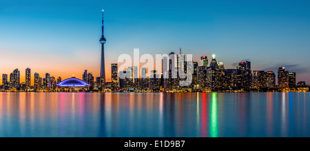 Toronto panorama at dusk viewed from Toronto Island Park Stock Photo