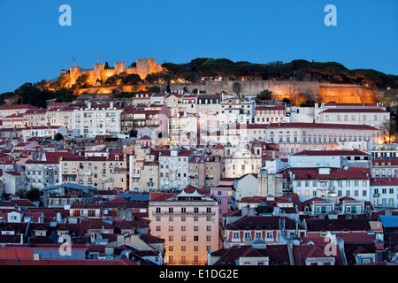 City of Lisbon at dusk in Portugal. Stock Photo